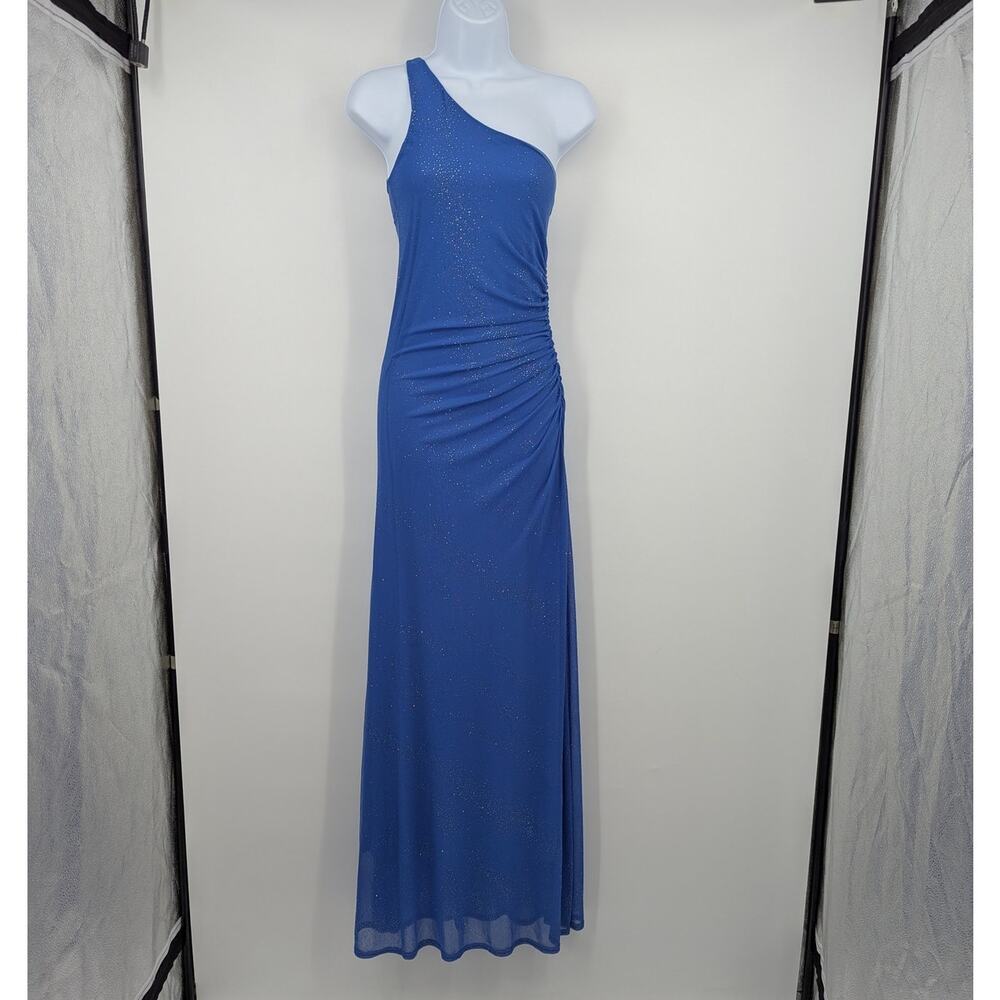 City Triangles Blue One-Shoulder Prom Dress